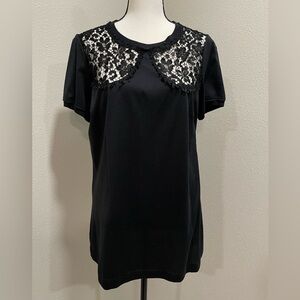 Dolcegabbana Women Black Cotton Lace Tshirt Size L